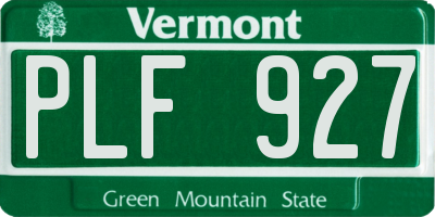 VT license plate PLF927