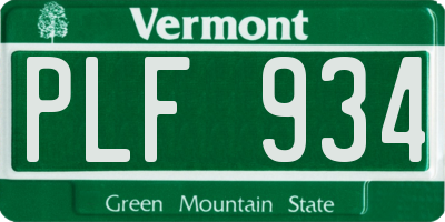 VT license plate PLF934