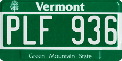 VT license plate PLF936