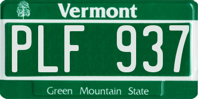 VT license plate PLF937