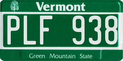VT license plate PLF938