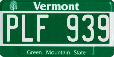 VT license plate PLF939
