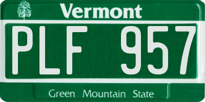 VT license plate PLF957