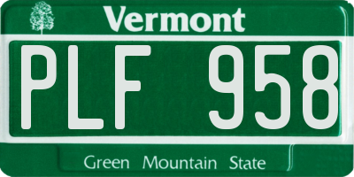 VT license plate PLF958
