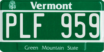 VT license plate PLF959