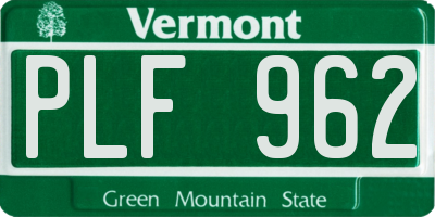 VT license plate PLF962