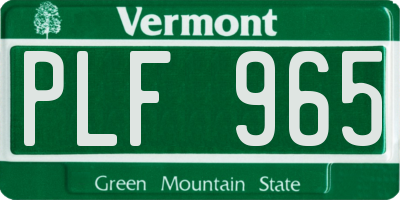 VT license plate PLF965
