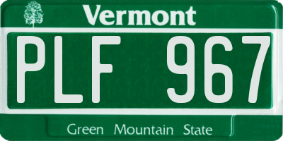 VT license plate PLF967