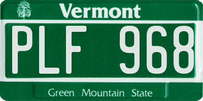 VT license plate PLF968