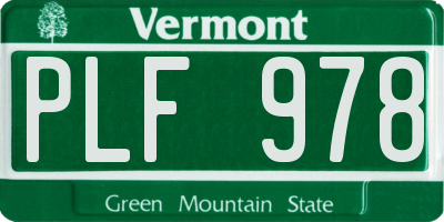 VT license plate PLF978