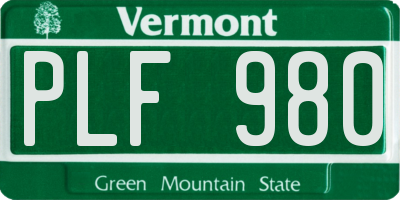 VT license plate PLF980