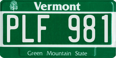 VT license plate PLF981