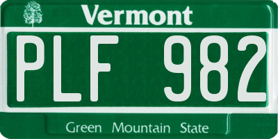 VT license plate PLF982