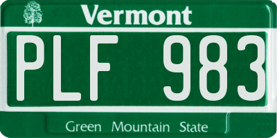 VT license plate PLF983