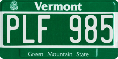VT license plate PLF985