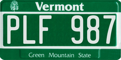VT license plate PLF987