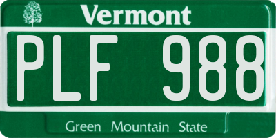 VT license plate PLF988
