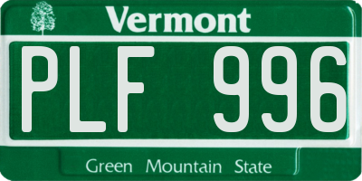VT license plate PLF996