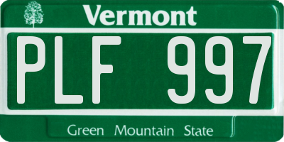 VT license plate PLF997