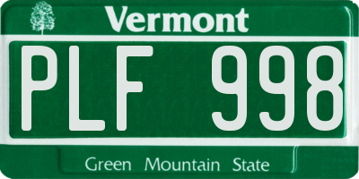 VT license plate PLF998
