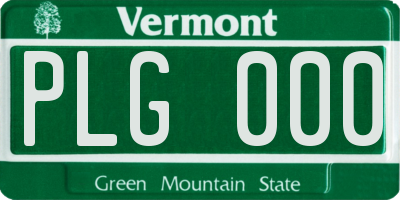 VT license plate PLG000