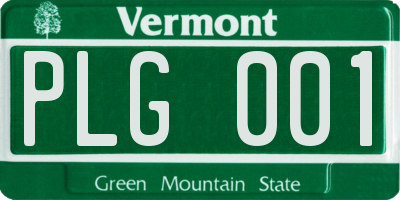 VT license plate PLG001