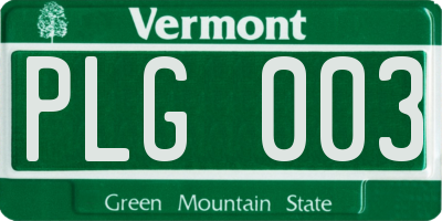 VT license plate PLG003
