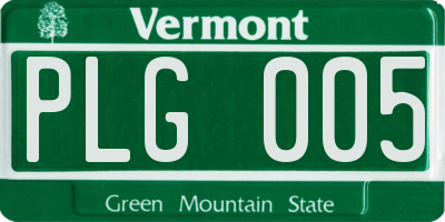 VT license plate PLG005