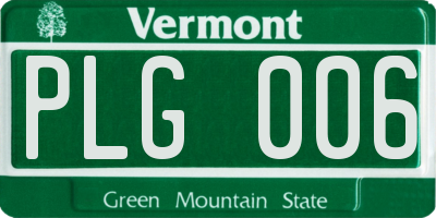 VT license plate PLG006