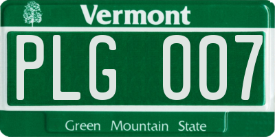 VT license plate PLG007