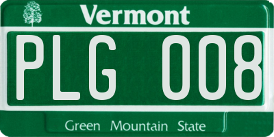 VT license plate PLG008