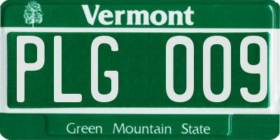 VT license plate PLG009
