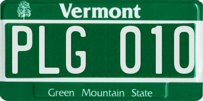 VT license plate PLG010