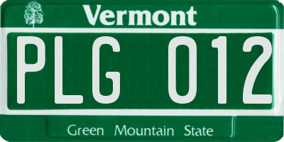 VT license plate PLG012