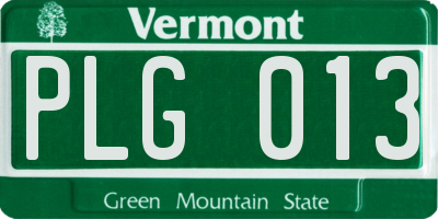 VT license plate PLG013