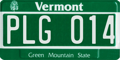 VT license plate PLG014