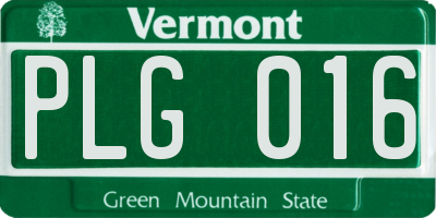 VT license plate PLG016