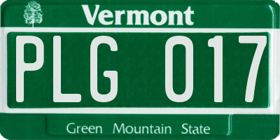 VT license plate PLG017