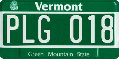 VT license plate PLG018