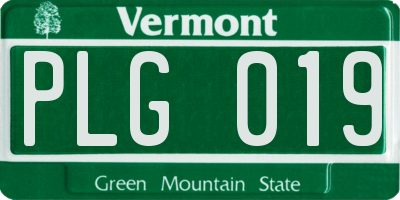 VT license plate PLG019