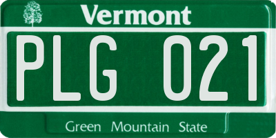 VT license plate PLG021