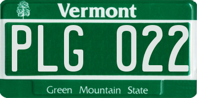 VT license plate PLG022