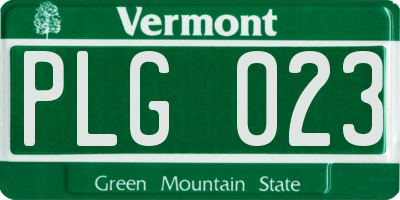 VT license plate PLG023