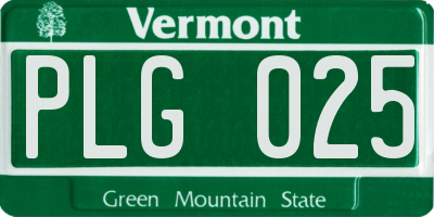 VT license plate PLG025