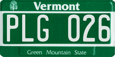 VT license plate PLG026