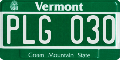 VT license plate PLG030