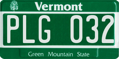 VT license plate PLG032