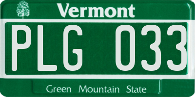 VT license plate PLG033