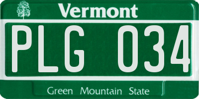 VT license plate PLG034