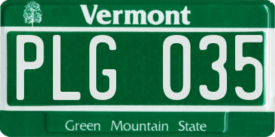 VT license plate PLG035